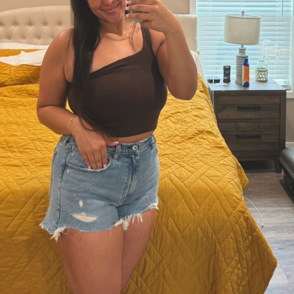 lululemon athletica One-Shoulder Crop Tops - Cream and Brown